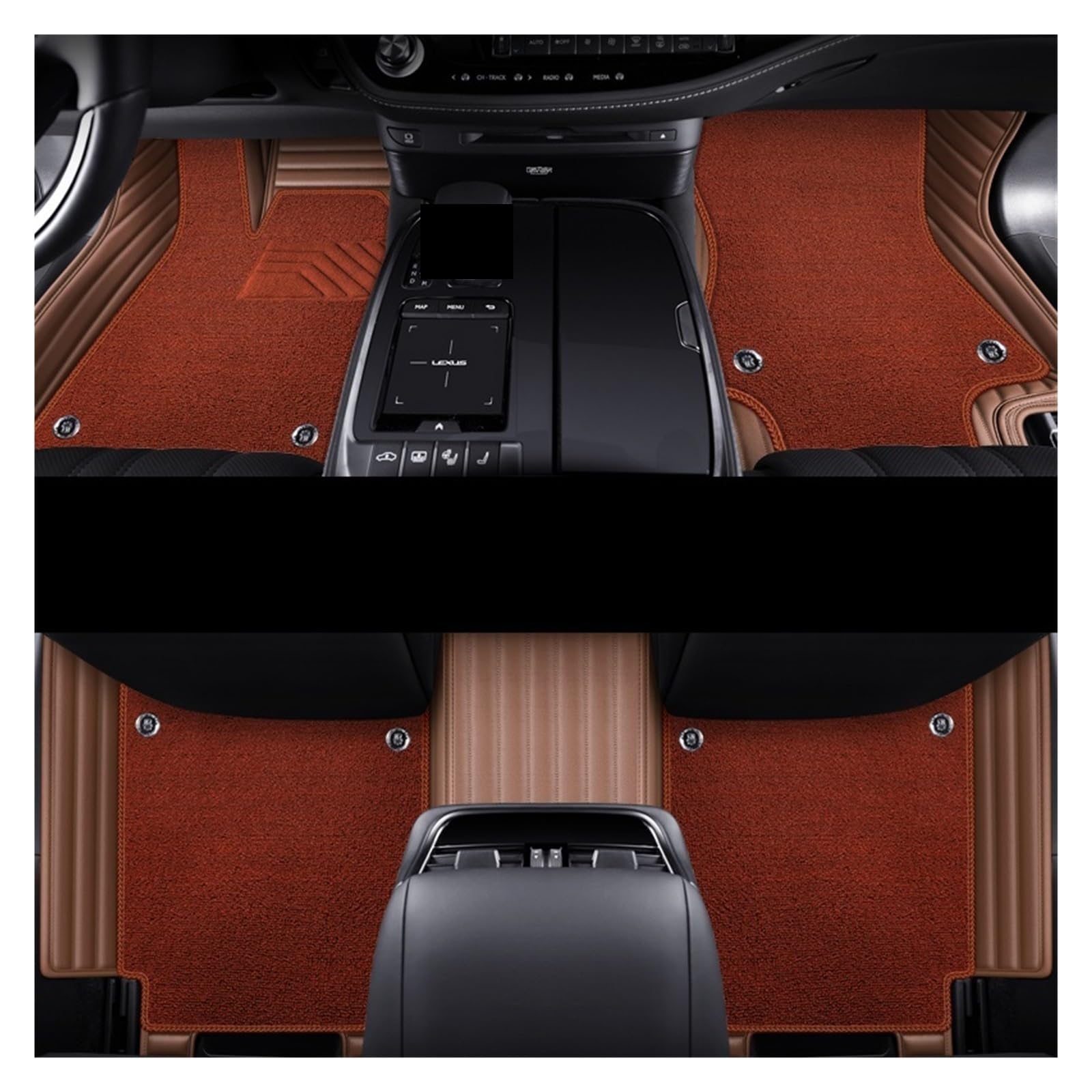 Auto Fußmatten Auto-Fußmatten Teppiche Styling Innenausstattung Für Range Für Rover Für Sport 2014 2016 2018 2020 2021 rutschfeste Allwetter-Automatte(Double brown1) von DHDYJSA