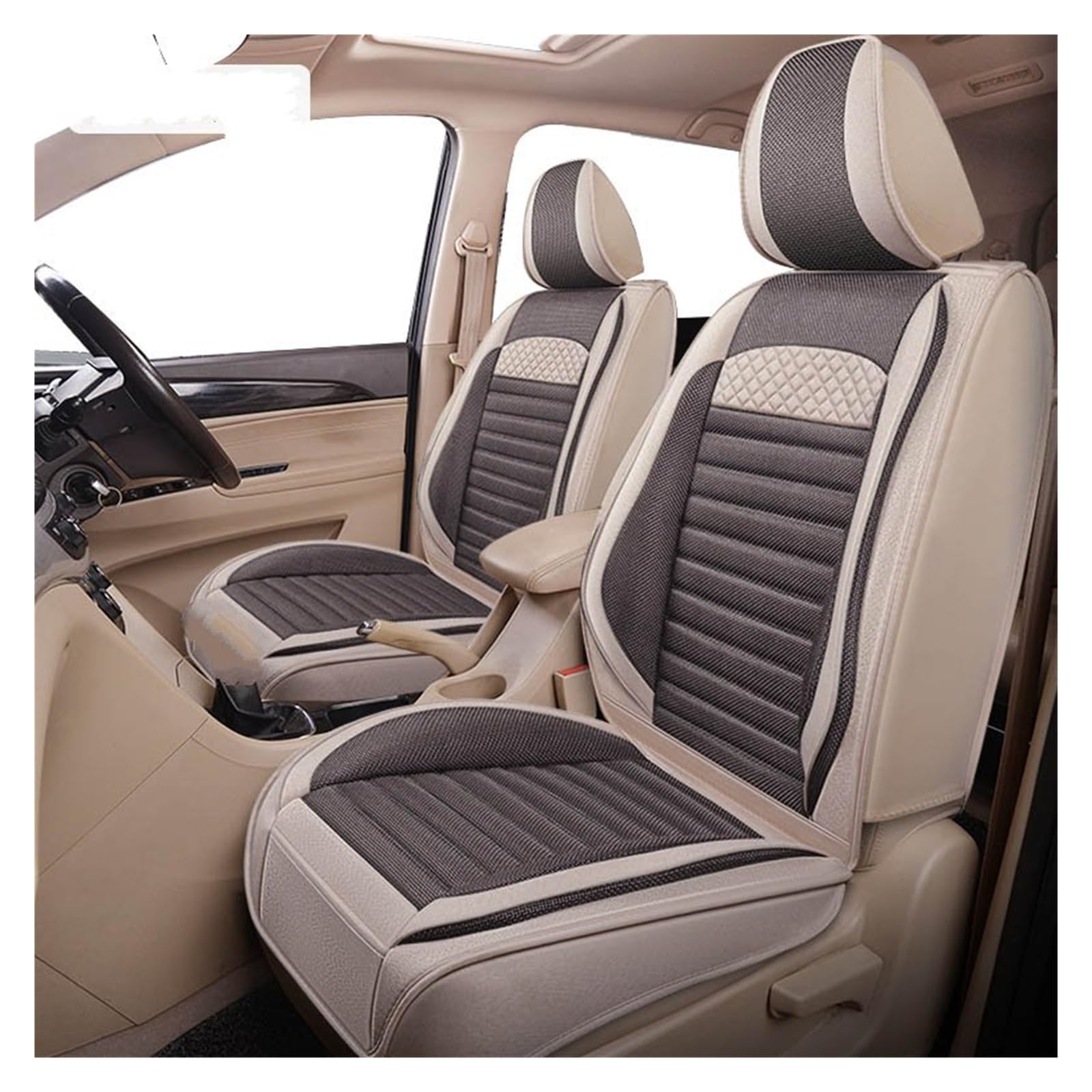 Auto Sitzbezüge 1seat Autositzbezug Autozubehör Innenausstattung Für FIAT Für Palio Für Multipla Autositzschoner(Beige Coffee) von DHDYJSA