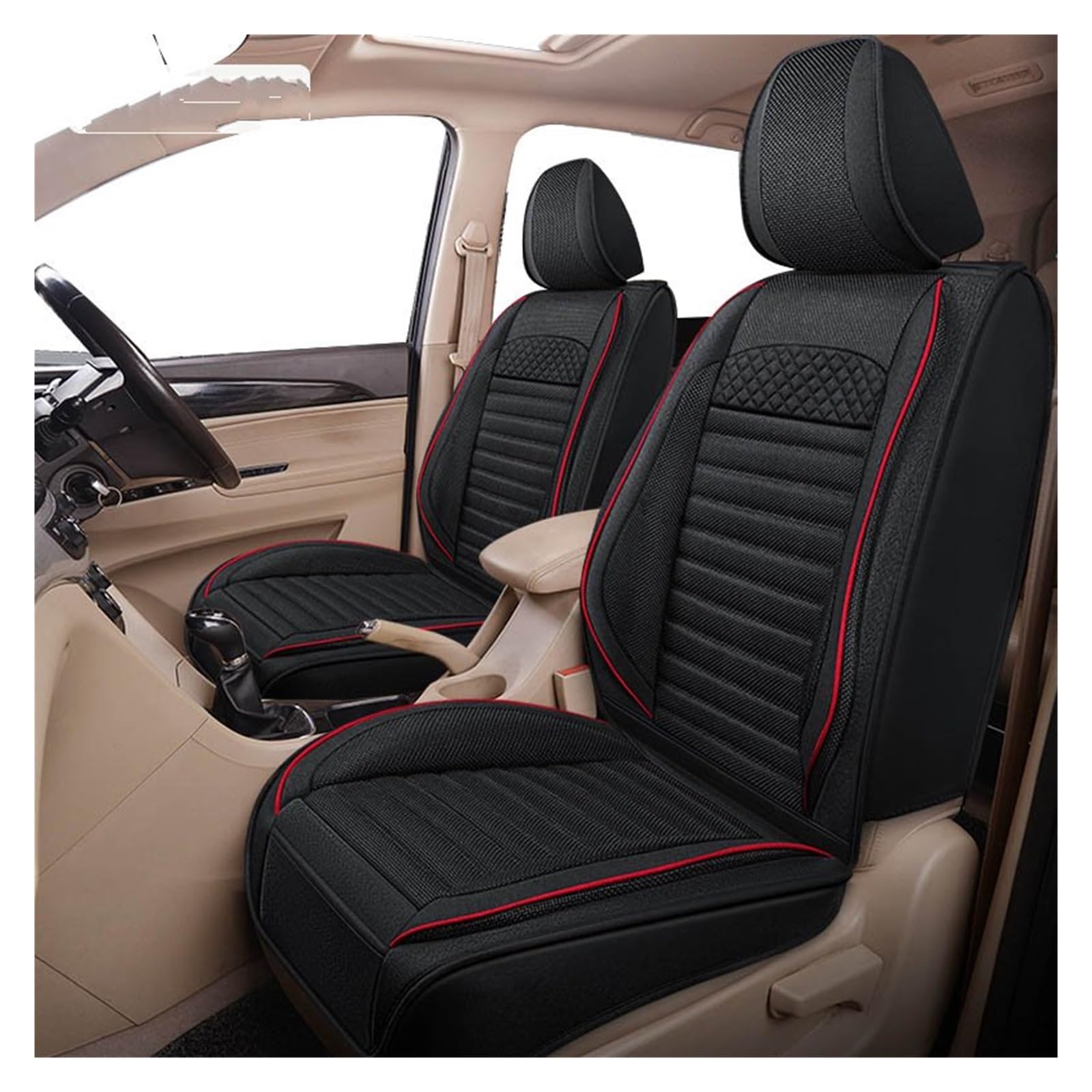 Auto Sitzbezüge 1seat Autositzbezug Autozubehör Innenausstattung Für Mazda Für CX3 Für CX30 Autositzschoner(Black Red) von DHDYJSA