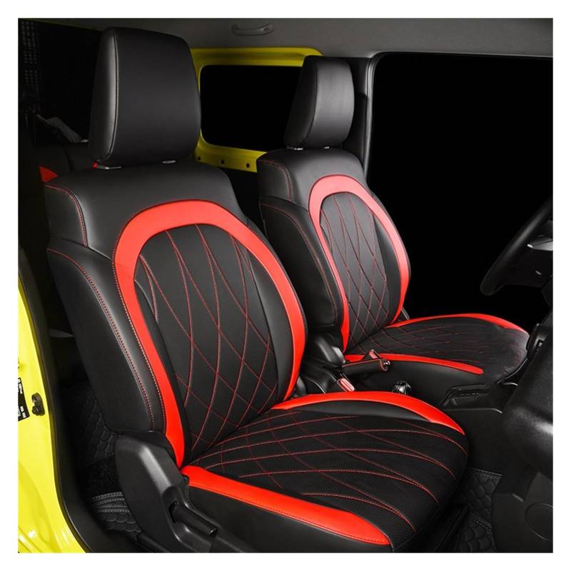 Auto Sitzbezüge Autositzbezug Full Surround Pad Modifiziert Wasserdicht Für Suzuki Für JIMNY Für Jb64 2019 2020 2021 2022 Autositzschoner(Red,Full Set) von DHDYJSA