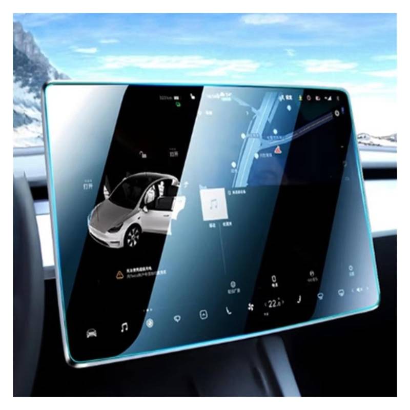 Cockpit-Displayschutz Auto GPS Navigation Bildschirm Gehärtetes Glas Schutz Film Anti-Scratch Für Tesla Für Modell 3 Y 2023 2022 2021 Navigation Schutzfolie(2 PCS with Protecto) von DHDYJSA