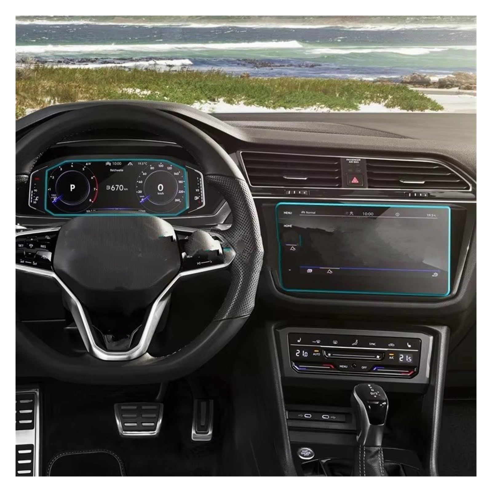 Cockpit-Displayschutz Auto Navigation Gehärtetem Glas LCD Screen Schutz Film Aufkleber Schutz Für VW Für Tiguan Für Allspace 2022 Dashboard Navigation Schutzfolie(GPS and Instrument) von DHDYJSA