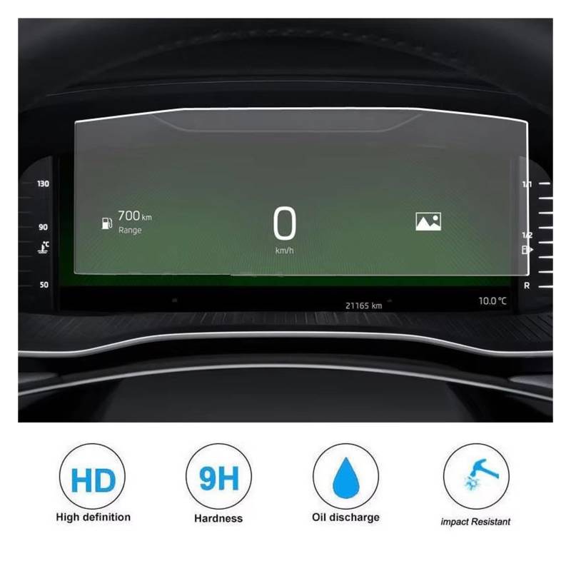 Cockpit-Displayschutz Auto Navigation Gehärtetes Glas LCD Screen Schutz Film Aufkleber Dashboard Schutz Für Skoda Für Octavia Für MK4 2020 Navigation Schutzfolie(for Instrument) von DHDYJSA