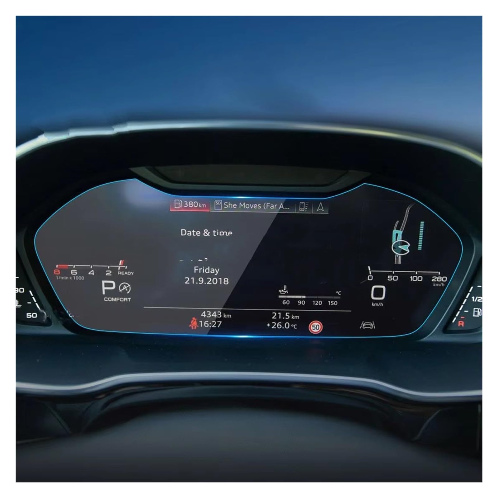 Cockpit-Displayschutz Display-Schutzfolie Aus Gehärtetem Glas Für Q3 2021 2022 Auto-Instrumenten-Armaturenbrett Innen-Anti-Kratz-Folie Navigation Schutzfolie(Dashboard 12.3 mm) von DHDYJSA