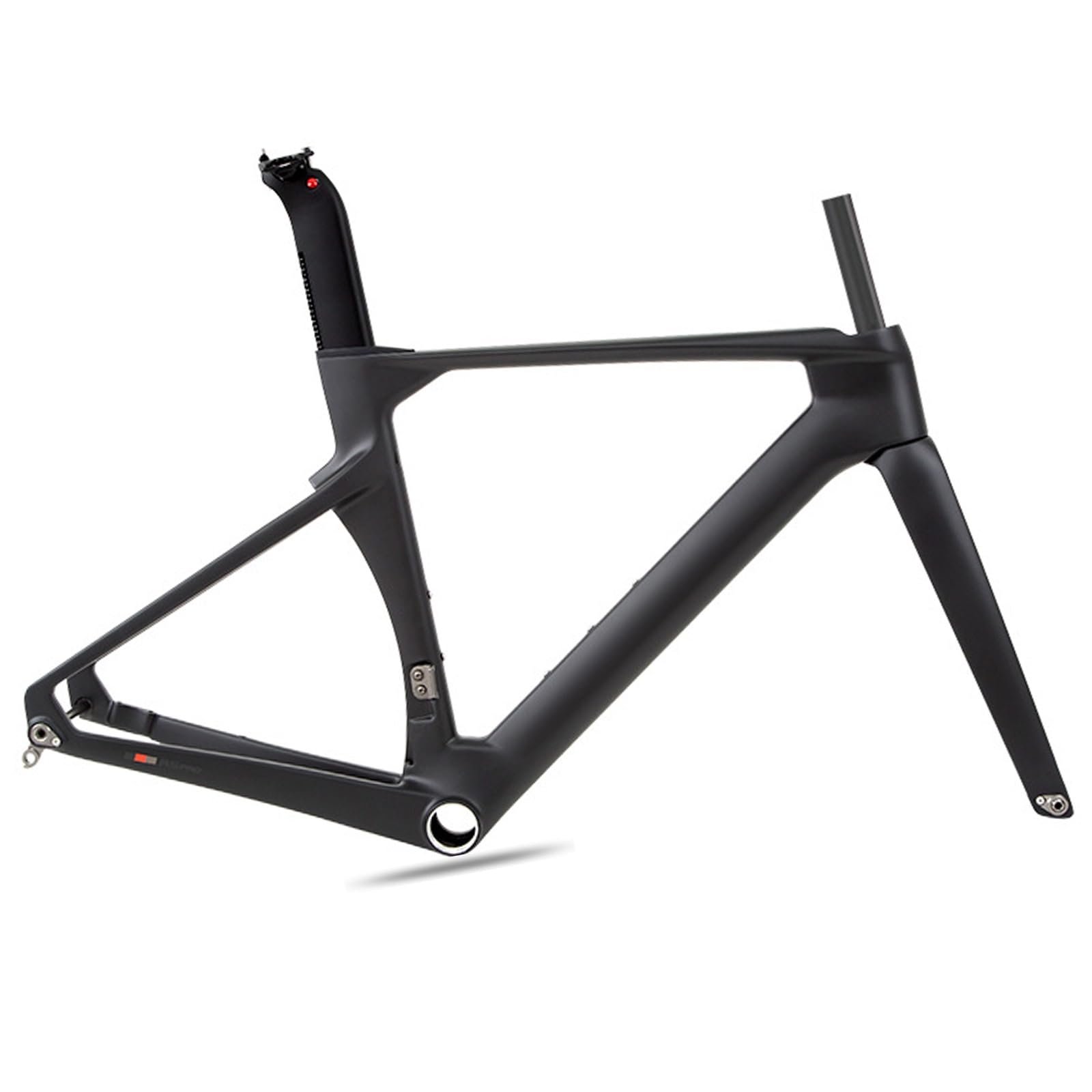 700C Carbon-Rennrad-Rahmenset, 46/48/50/52/54 cm Brechender Wind Rennrahmen Steckachsenrahmen 12 × 100 Mm 12 × 142 Mm Scheibenbremsrahmen Interne Führung(Black,48cm) von DHNCBGFZ