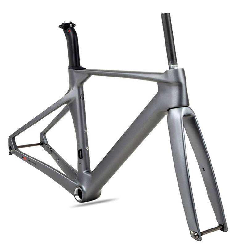 700C Carbon-Rennrad-Rahmenset, 46/48/50/52/54 cm Brechender Wind Rennrahmen Steckachsenrahmen 12 × 100 Mm 12 × 142 Mm Scheibenbremsrahmen Interne Führung(Dark Grey,43.5cm) von DHNCBGFZ