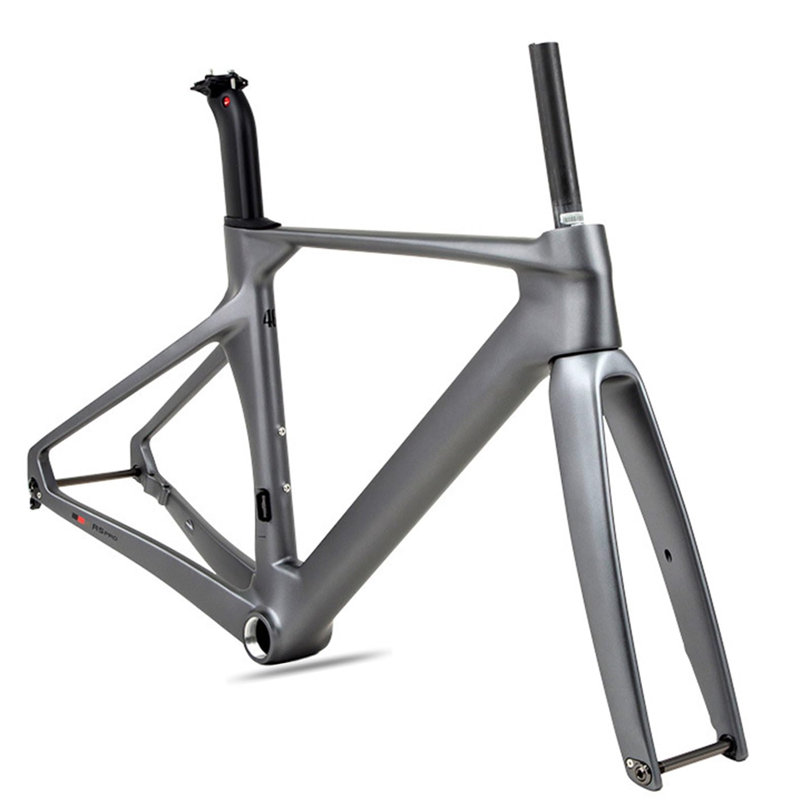 700C Carbon-Rennrad-Rahmenset, 46/48/50/52/54 cm Brechender Wind Rennrahmen Steckachsenrahmen 12 × 100 Mm 12 × 142 Mm Scheibenbremsrahmen Interne Führung(Dark Grey,48cm) von DHNCBGFZ