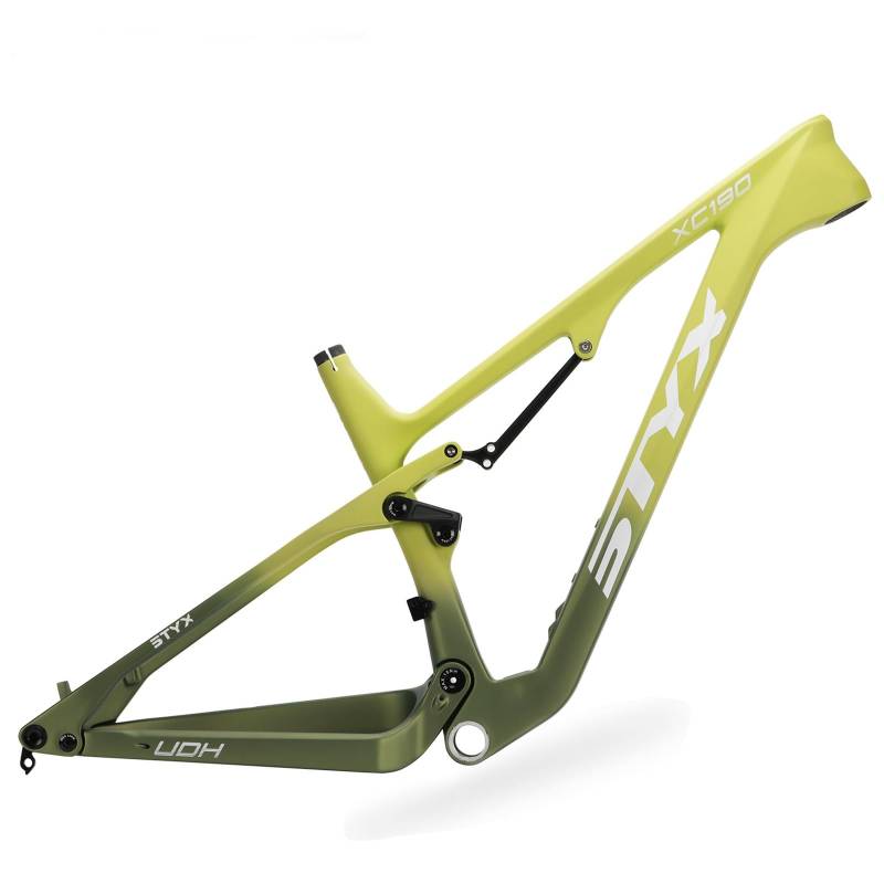 Softtail-Fahrradrahmen 29er-Mountainbike Rahmen Mit Carbonfederung 15 Zoll 17 Zoll Steckachse 148 Mm Scheibenbremse Enduro-Fahrradrahmen(Yellow Green,29''x15'') von DHNCBGFZ