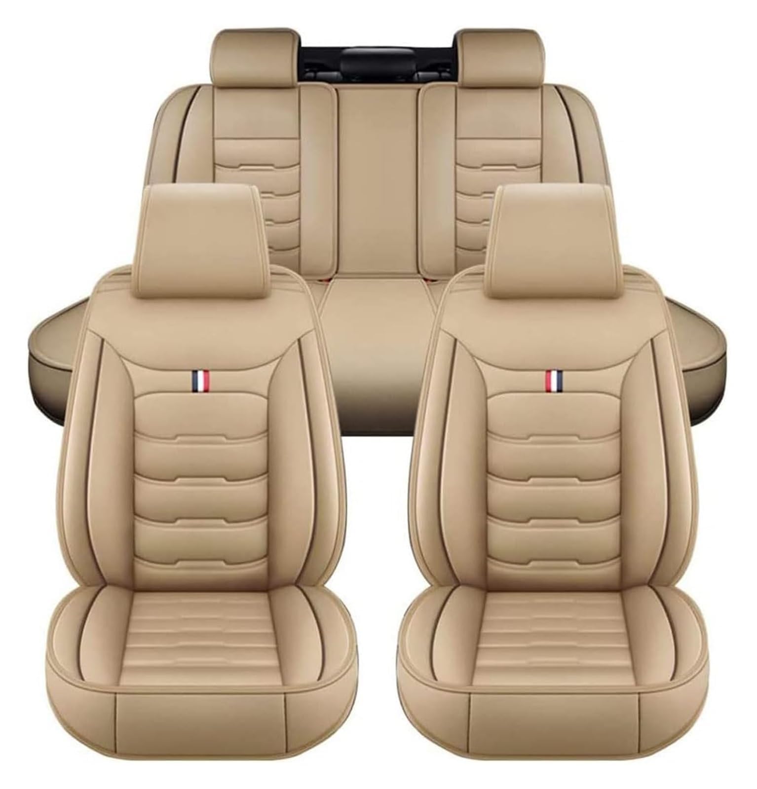 DIALFA Auto Sitzbezüge Set für Seat Arona KJ 2018-2024, Komfortabler PU-Leder Allwetter AutoSitzbezug Vorne und Hinten Sitzschoner 5 Sitzer, Auto Innenraum Zubehör,C Beige von DIALFA