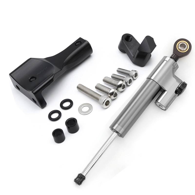 Lenkverstärkerstabilisator CNC Aluminium Lenkungsdämpfer Stabilisator Halterung Montage Unterstützung Carbon Lenkungsdämpfer Für R3 R25 Für MT25 MT03 2019-2023 Motorradlenkung(Gray Set) von DIAYES