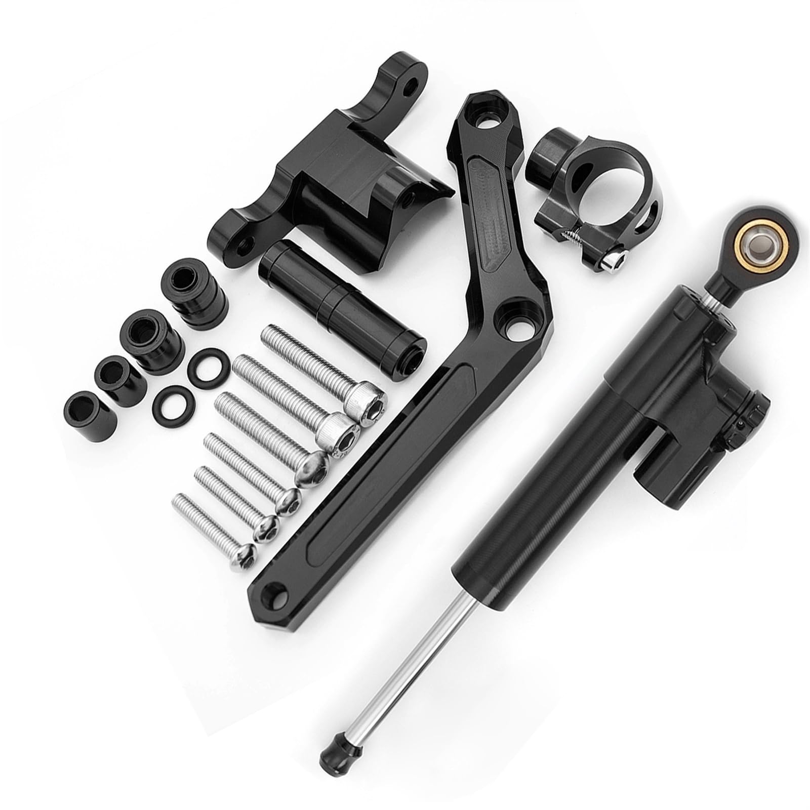 Lenkverstärkerstabilisator CNC Aluminium Motorrad Stabilisator Dämpfer Lenkung Montage Halterung Halter Unterstützung Kit Set Für BN600 Für BJ600 Motorradlenkung(Black) von DIAYES