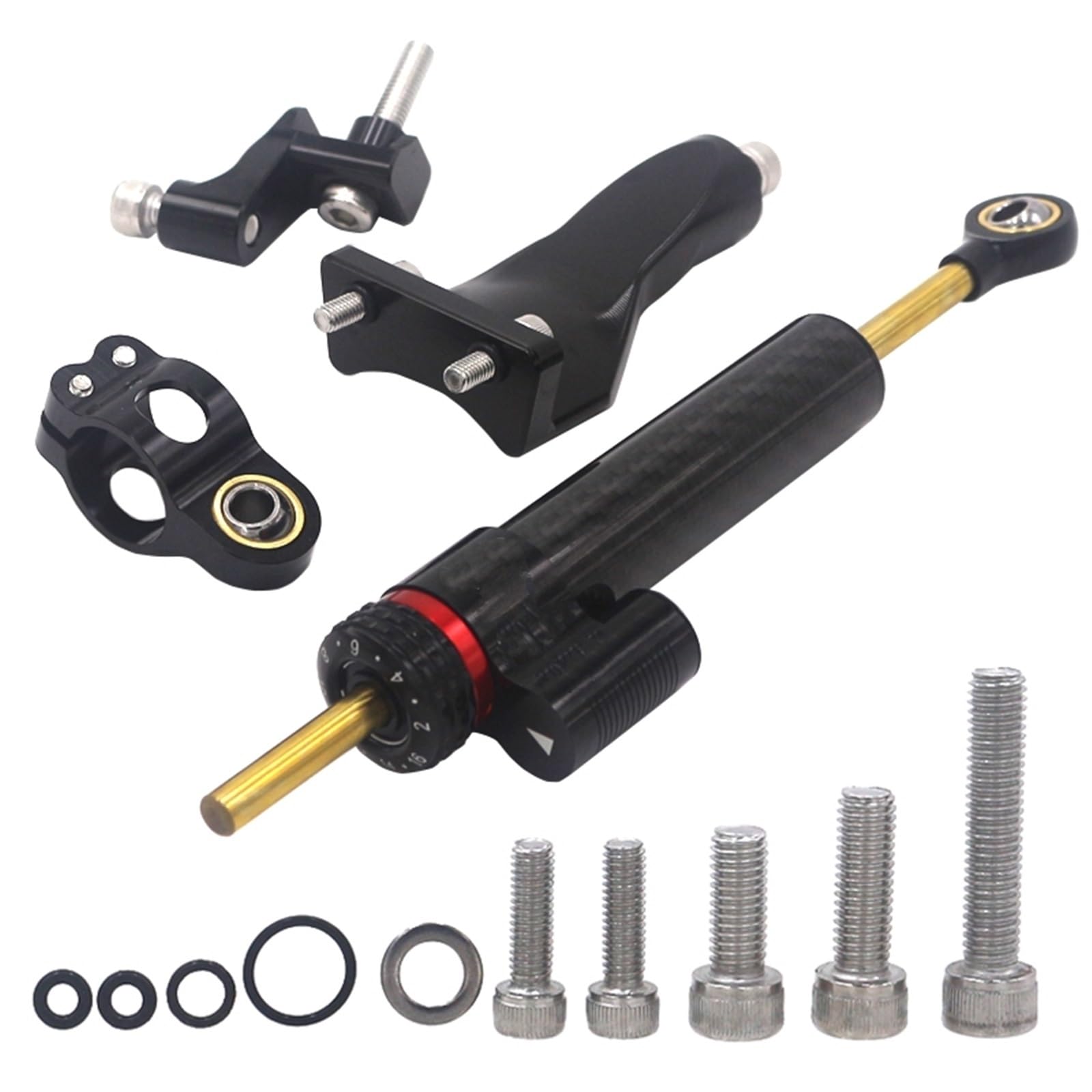 Lenkverstärkerstabilisator CNC Motorrad Zubehör Stabilisator Lenkung Dämpfer Montage Für YZF R3 YZF-R3 2019-2022 Halterung Unterstützung Kit Motorradlenkung(A B Black) von DIAYES