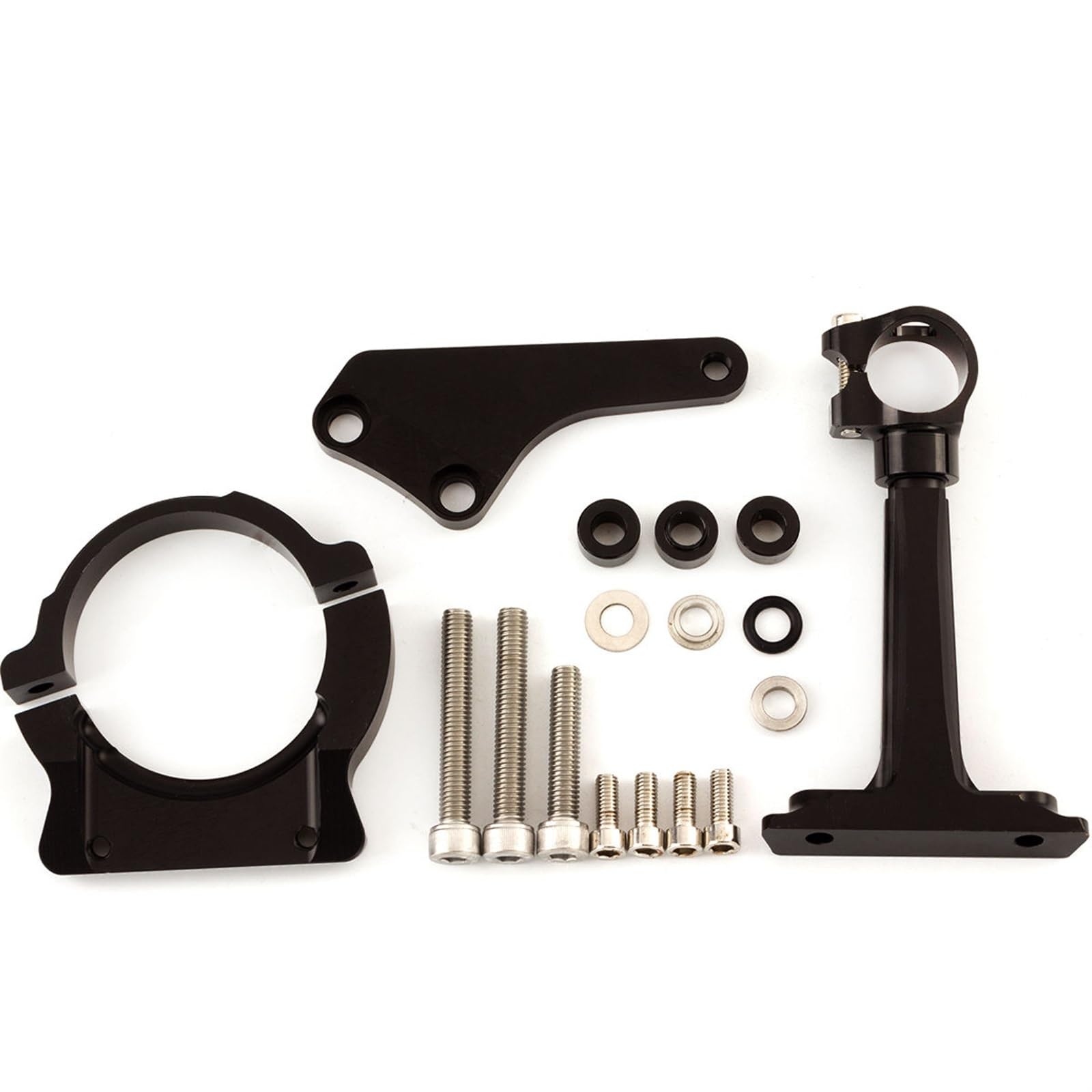 Lenkverstärkerstabilisator CNC Motorräder Lenkung Stabilisieren Dämpfer Halterung Montage Unterstützung Halter Kit Set Für Kawasaki Für ER6N ER 6N 2006-2008 Motorradlenkung(Black) von DIAYES