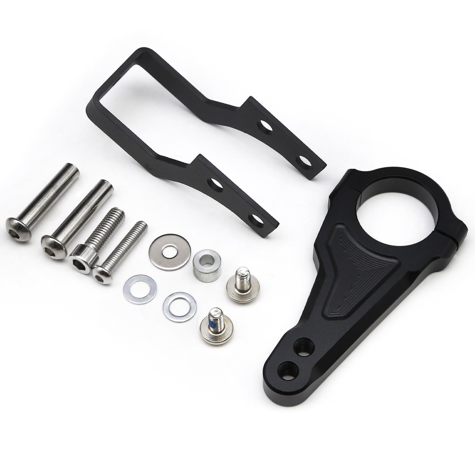 Lenkverstärkerstabilisator CNC Stabilisator Dämpfer Lenkung Halterung Halterung Halter Unterstützung Kit Set Für 11 Zoll Elektrische Roller Motorradlenkung(Black Bracket) von DIAYES