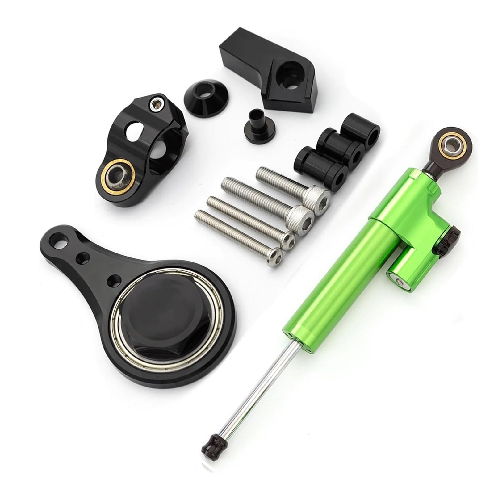 Lenkverstärkerstabilisator Dämpferhalterung Montagehalterung Halter Kit Set Motorräder Lenkung Stabilisieren Für Kawasaki Für ZX636 ZX-6R 2005-2006 Motorradlenkung(Green Set) von DIAYES