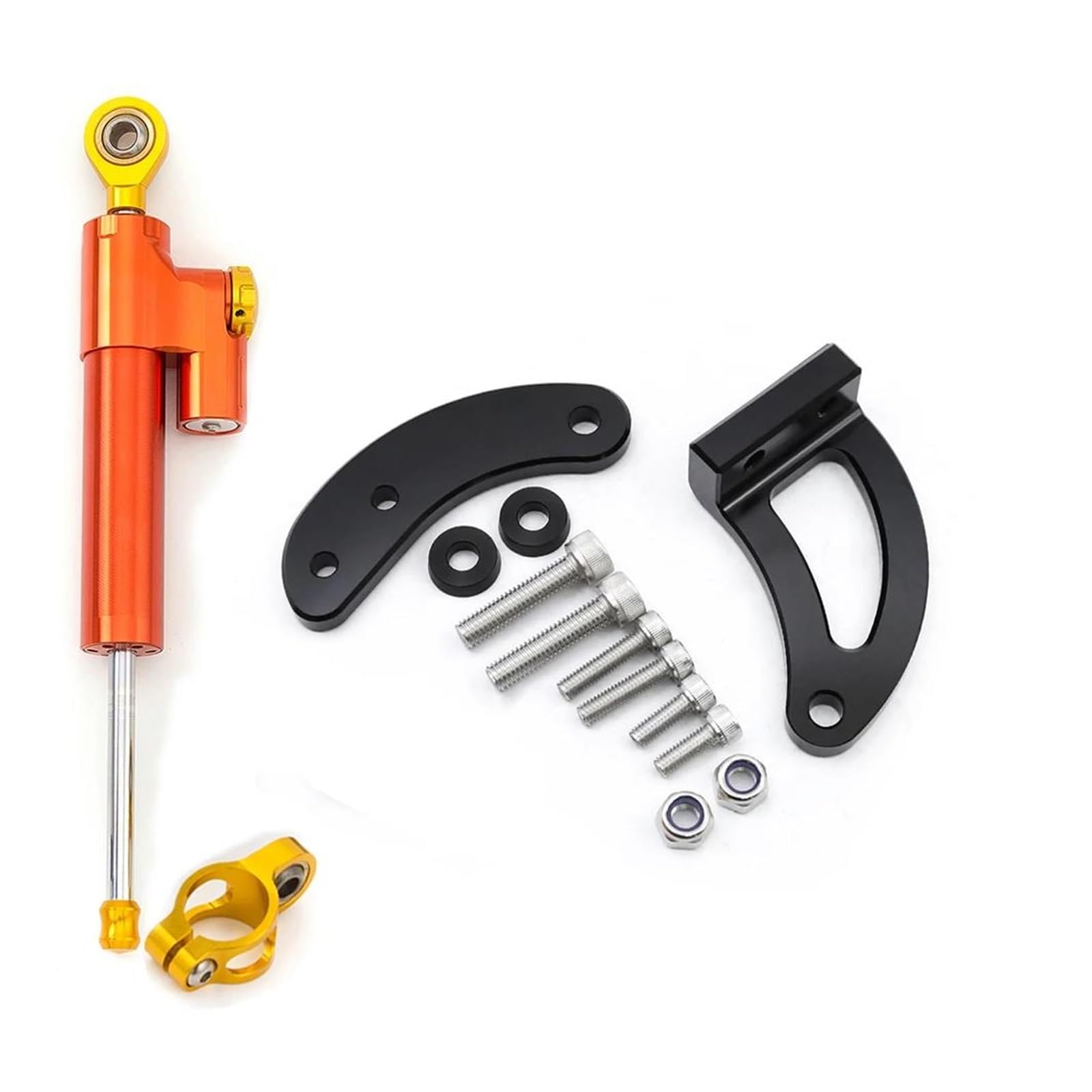 Lenkverstärkerstabilisator Elektrische Roller Lenkung Dämpfer Halterung Montage Stabilisator Lenkung Dämpfer Unterstützung Kit Für Dualtron Für Victor Donner DT3 Motorradlenkung(Orange Set) von DIAYES