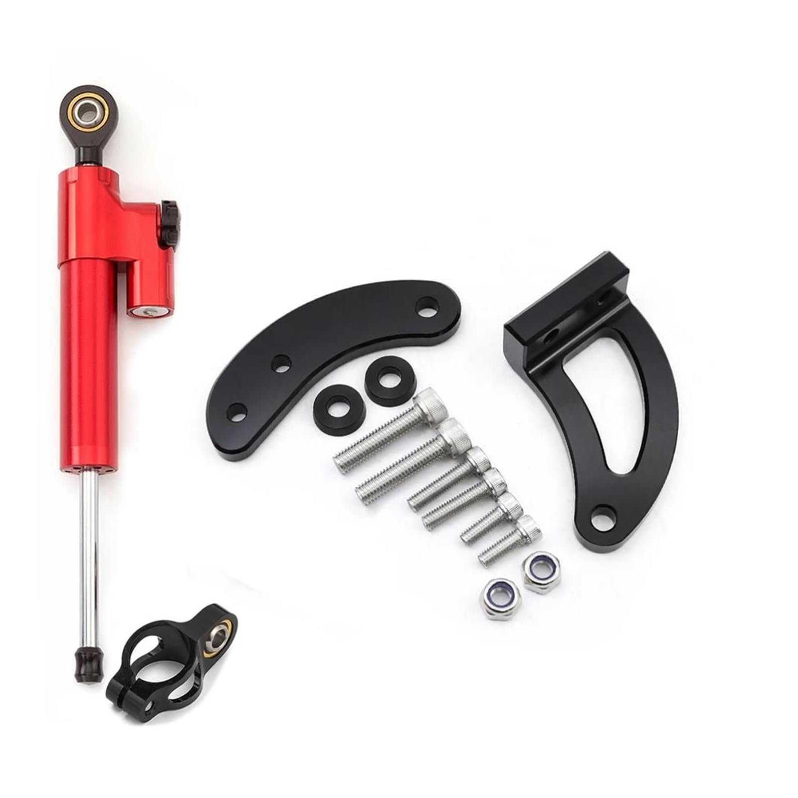 Lenkverstärkerstabilisator Elektrische Roller Lenkung Dämpfer Halterung Montage Stabilisator Lenkung Dämpfer Unterstützung Kit Für Dualtron Für Victor Donner DT3 Motorradlenkung(Red Set) von DIAYES