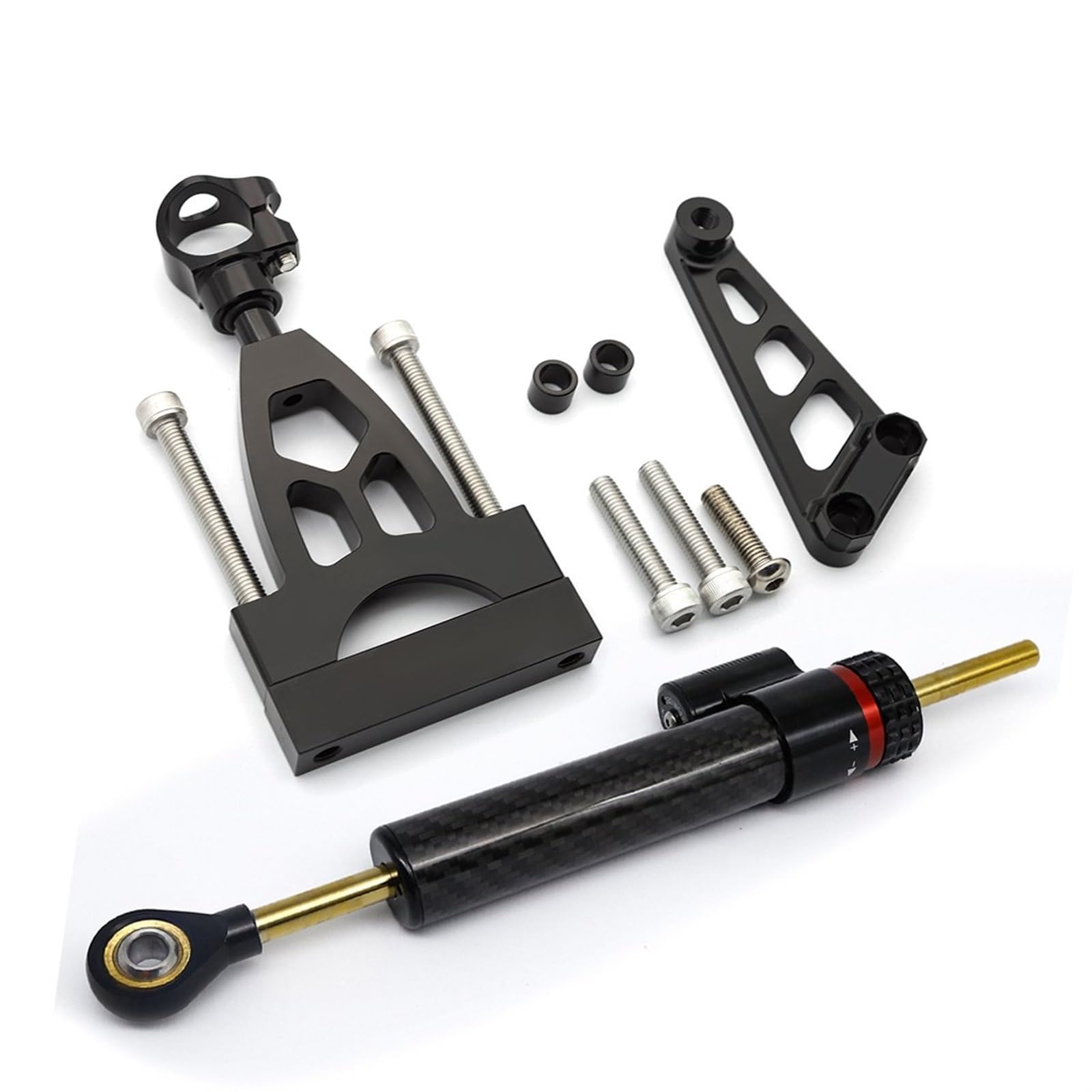 Lenkverstärkerstabilisator Faser Carbon Lenkungsdämpfer Stabilisator Motorrad Dämpfer Halterung Unterstützung Kit Für CB400 VTEC Für CB400SF CB 400 1999-2015 Motorradlenkung(Damper n Bracket B) von DIAYES