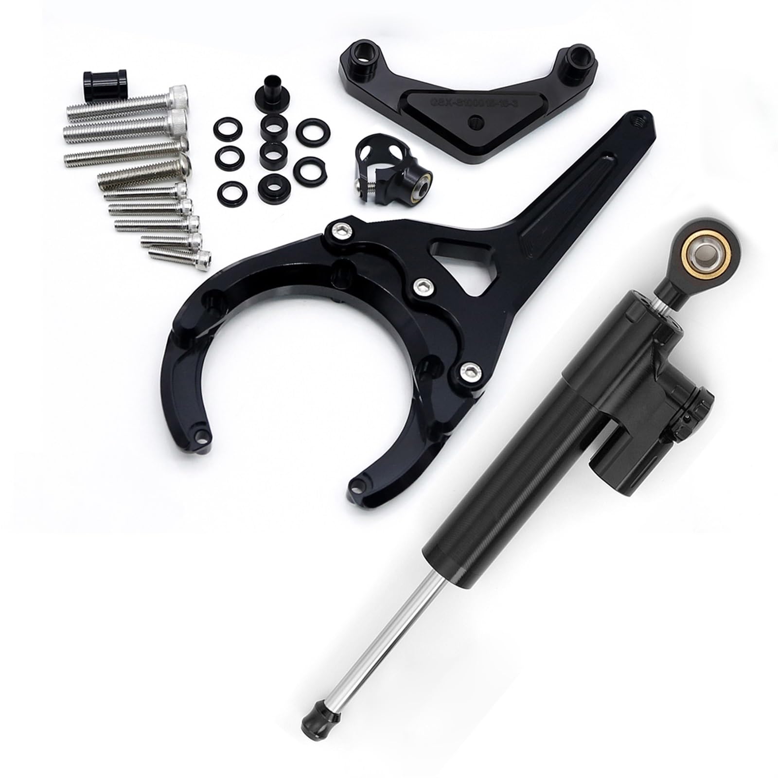 Lenkverstärkerstabilisator Für Suzuki Für Gsxs1000/F 2016-2023 CNC Motorrad Stabilisator Lenkung Dämpfer Montage Halterung Unterstützung Kit Motorradlenkung(Black Set) von DIAYES