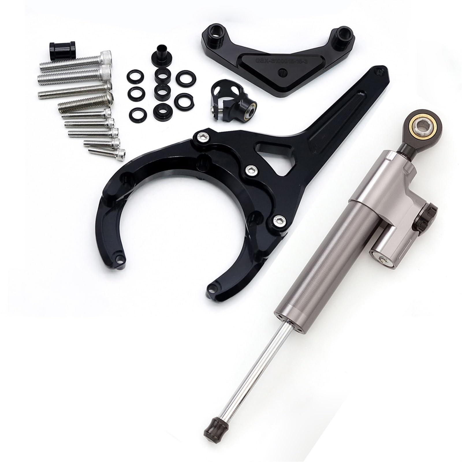 Lenkverstärkerstabilisator Für Suzuki Für Gsxs1000/F 2016-2023 CNC Motorrad Stabilisator Lenkung Dämpfer Montage Halterung Unterstützung Kit Motorradlenkung(Gray Set) von DIAYES