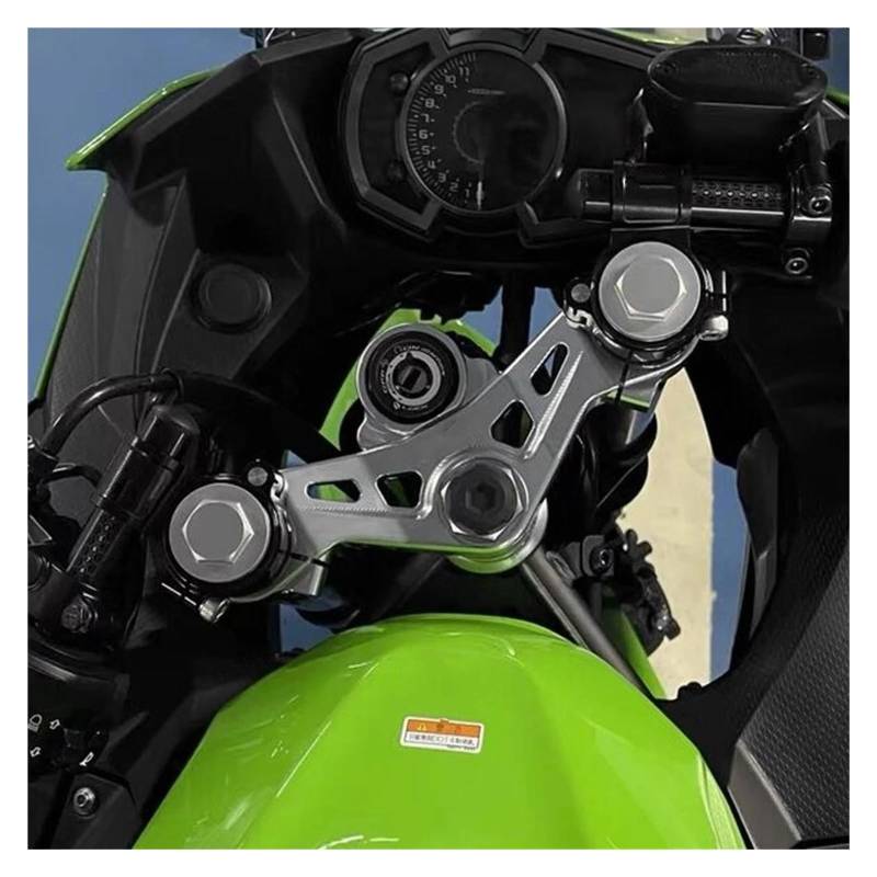 Lenkverstärkerstabilisator Motorrad Gabel Senkung Triple Tree Front-End Ober Top Clamp Teile Für Kawasaki Für NINJA400 2018-2023 Motorradlenkung(Silver) von DIAYES