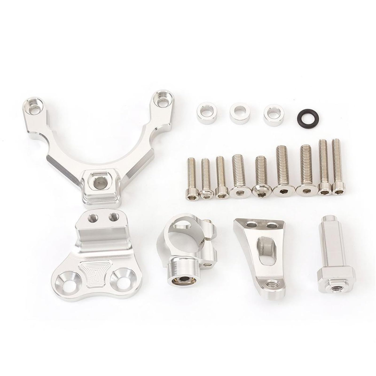 Lenkverstärkerstabilisator Motorräder Lenkung Stabilisieren Dämpfer Halterung Unterstützung Für Kawasaki Für Z900 Für Z 900 2017-2021 CNC Aluminium Halter Kit Motorradlenkung(Silver) von DIAYES