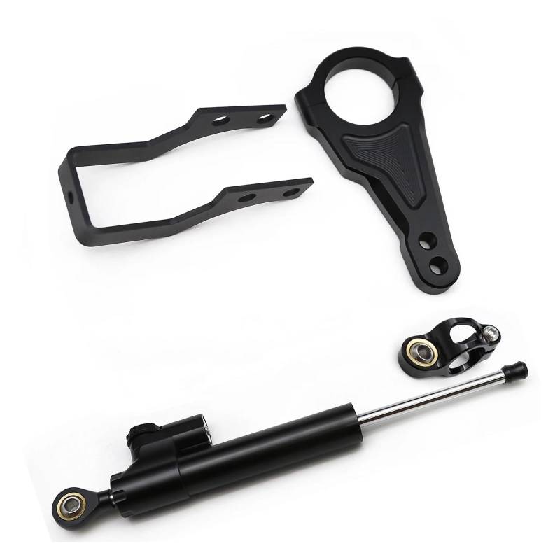 Lenkverstärkerstabilisator Stabilisator Dämpfer Lenkung Montieren Montage Halterung Halter Unterstützung Kit Set Für 11 Zoll Elektrische Roller Motorradlenkung(Black Set) von DIAYES