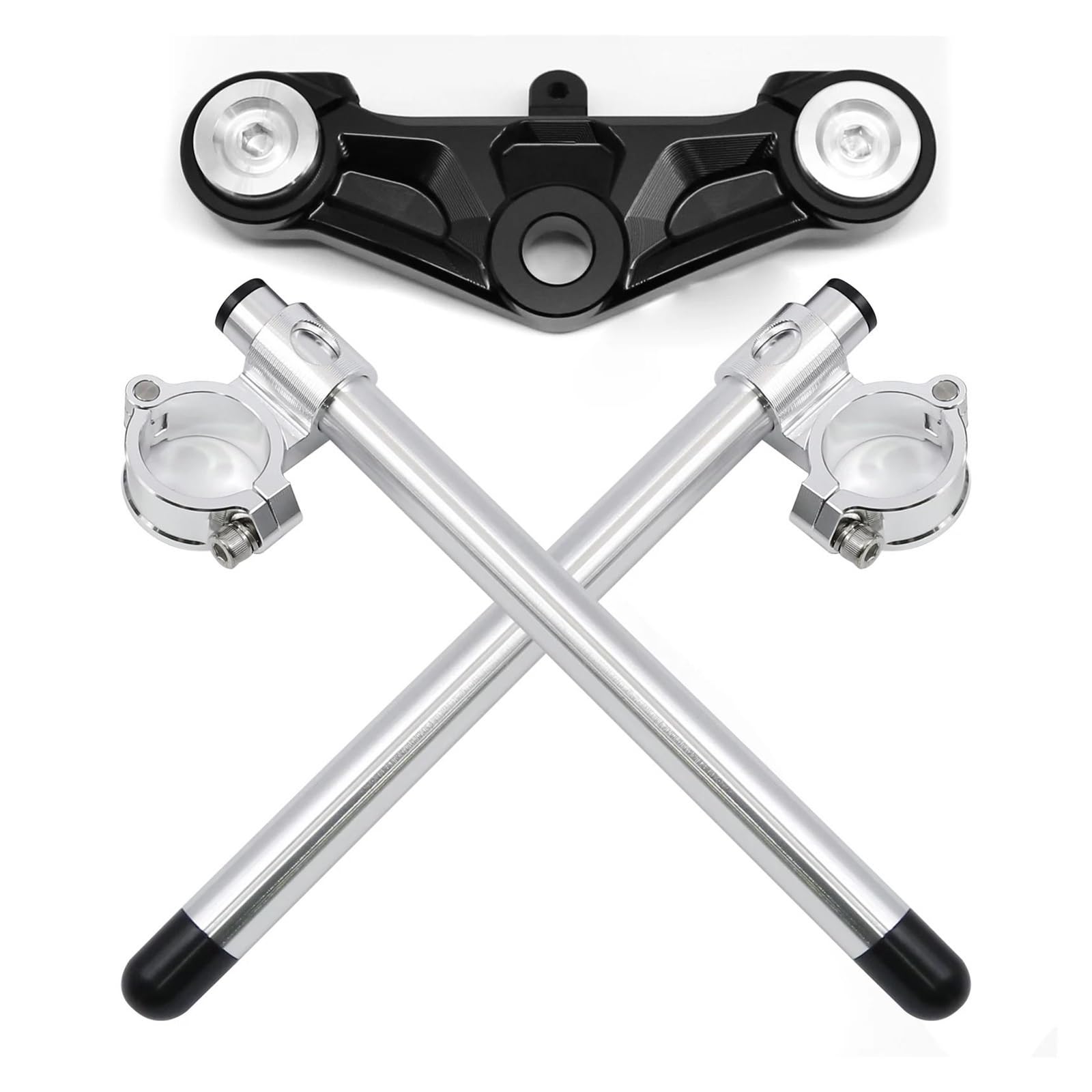 Lenkverstärkerstabilisator Top Obere Gabelbrücke Lenkklemme Aluminium Motorrad Lenker Clip-Ons Gabel Für CFmoto XO-1 Für Papio 125 Für CF125 XO-1 Motorradlenkung(B Set) von DIAYES