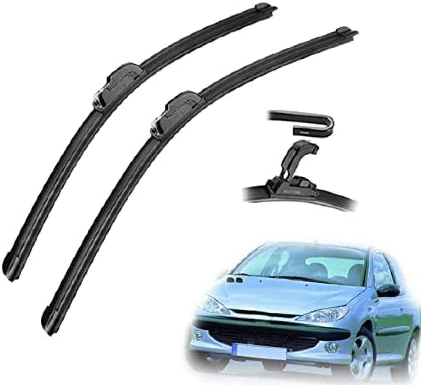 Auto Wischer Für Peugeot 206 2001 2002 2003 2004 2005 2006(RHD) 26"+16", Wischer Vorne Wischer Set Windschutzscheibe Fenster Wischerblätter, Scheibenwischer vorne. von DIBTKPQ