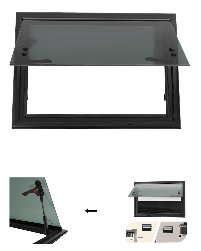 Ausstellfenster 500x350mm Wohnwagen Fenster E4 Wohnmobilfenster 85° Camper Wohnmobil Fenster mit fliegengitter und Rollo, Wohnmobil Seitenfenster Externes Push Fenster für Wohnwagen Van Camper von DIFU