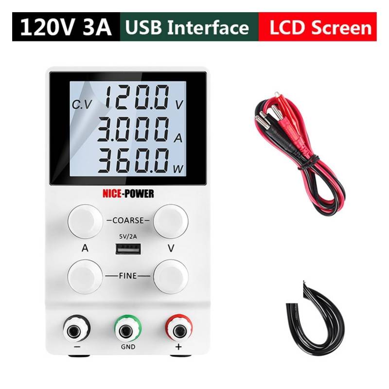 Linear Geregeltes Netzteil, DC Schalten Labor-Stromversorgungslabor einstellbar LCD Bildschirm Hohe Präzision 3 0V 10A 60V5A. Variabler Leistungsregler 0,001A 120V(120V 3A) von DIGNIFE