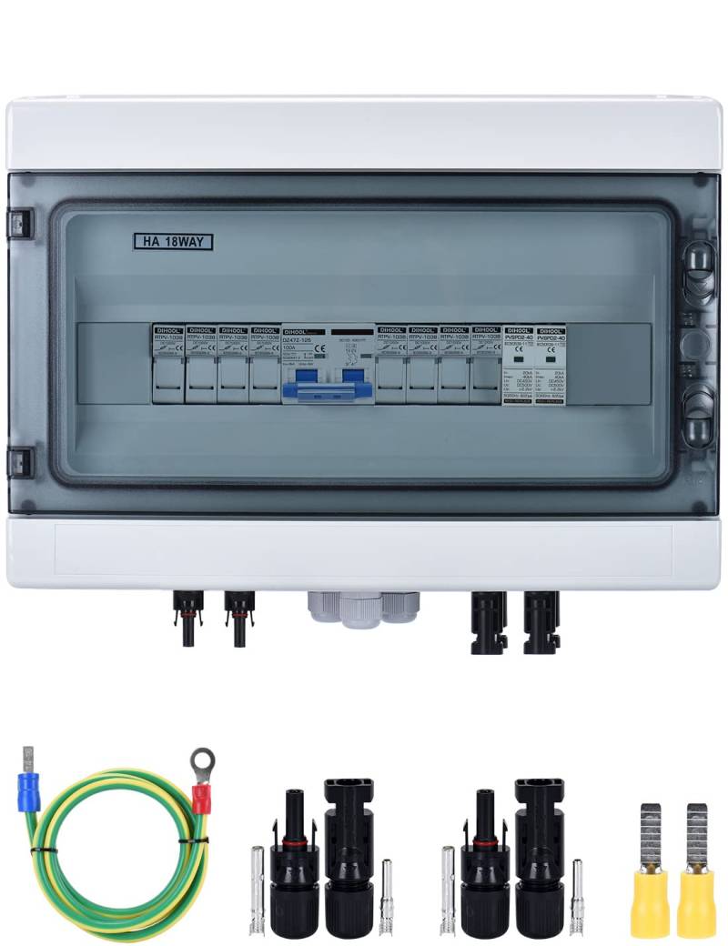 DC Überspannungsschutz PV Anschlusskasten DC500V 25A 4 String Blitzschutz Für PV anlage Photovoltaik IP65 Gehäuse(4x 25A in,1x 100A out) von DIHOOL