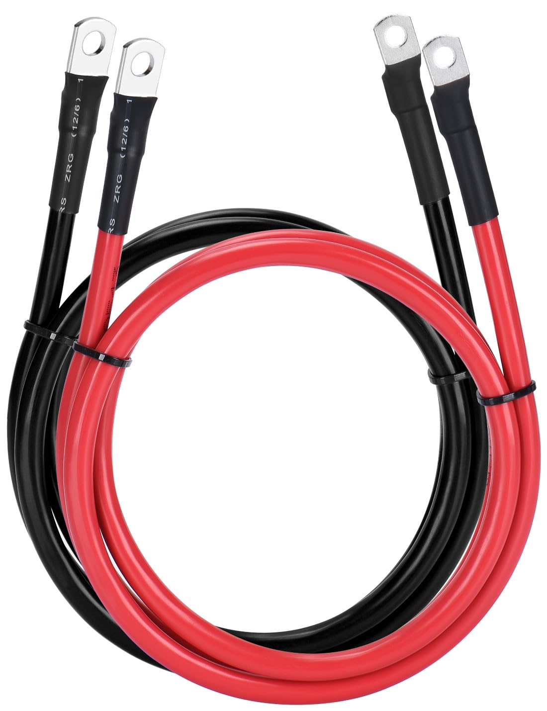 DIHOOL 2 Stück Batteriekabel M8 6AWG/16mm2 30cm, 500V bis 12V Kupfer Batterie Kabel, für Motorrad/Wechselrichter/Solar/Autobatterie von DIHOOL