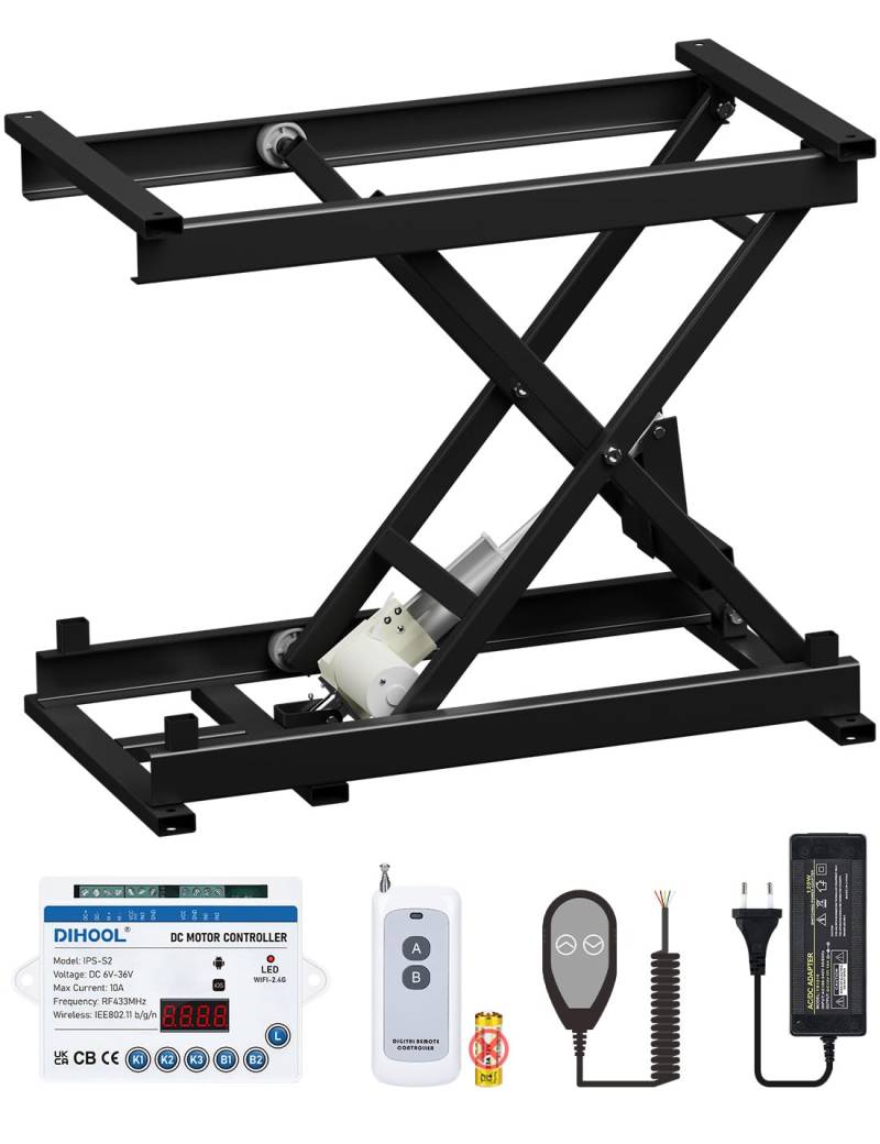 DIHOOL Scherenhubtisch Elektrisch scherenhebebühne kfz hebebühne DIY hubtisch(150kg Tragkraft,485mm Hubhöhe) von DIHOOL