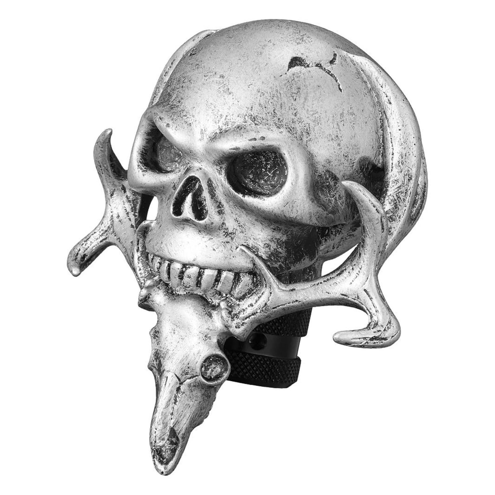 Schalthebel Totenkopf-Schaltknauf Passend Für Universal-Schaltgetriebe Totenkopf-Auto-Innendekorationszubehör(Silver) von DIILSXS