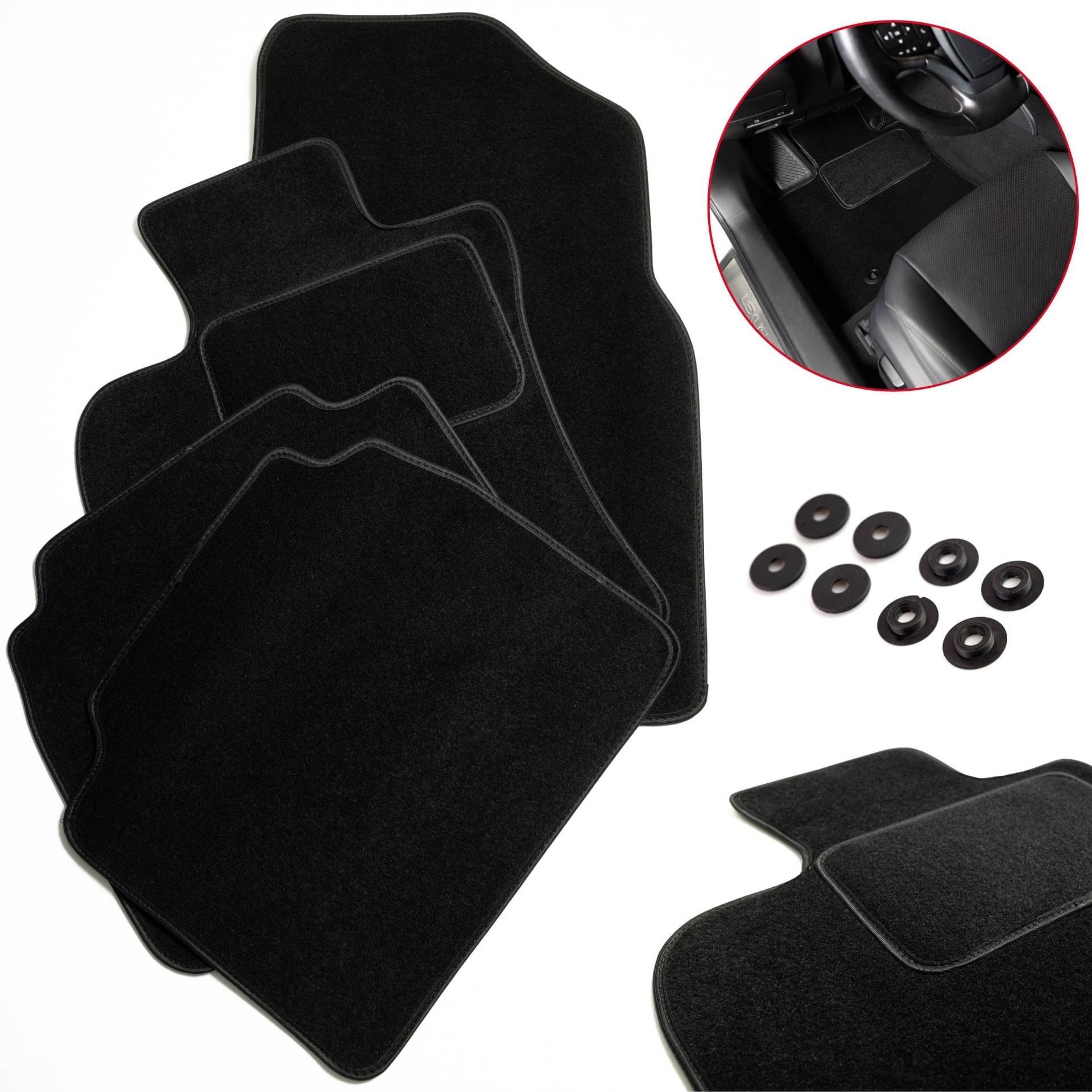 DIKEL Fußmatten Auto - Autoteppich Velours - 4er Set - Original Design - Genaue Passform - Classic - Schlingenvelours - Kompatibel mit Audi Q7 I 2005-2015 von DIKEL