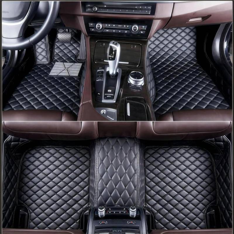 Fussmatten Auto für Nissan Patrol 1997-2001 2002 2003 2004 2005 2006 2007 2008 2009 2010, Vorne Hinten Teppichschutzmatte Kunstleder Vollständiger Abdeckung wasserdichte Auto Zubehör,Black von DILIDULU