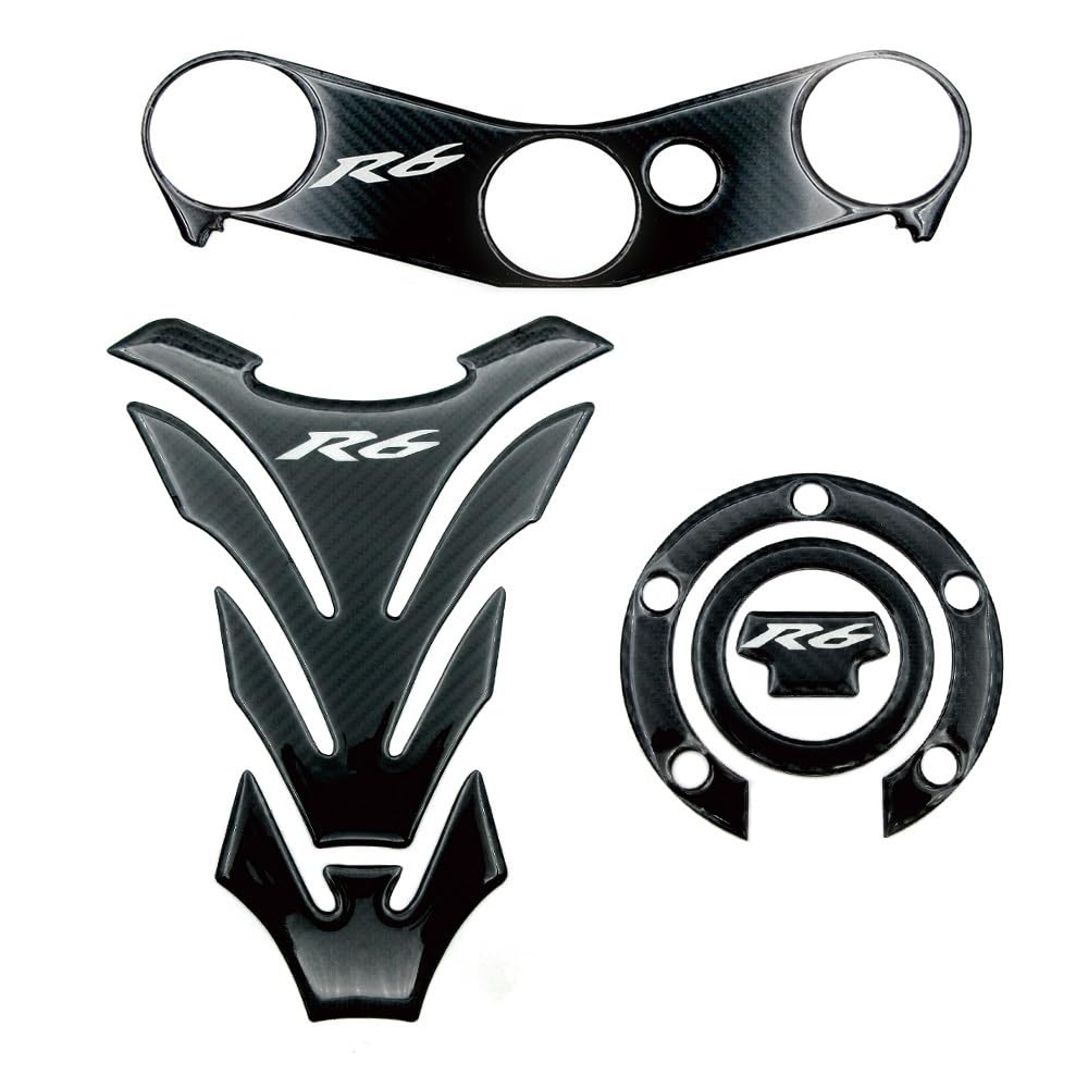 DINGFAFA Tankpad Lackschutz Motorrad Motorrad Carbon Faser Aufkleber Für Ya&maha R6 YZFR6 YZF600 2006-2016 Tank Pad Tankdeckel Abdeckung Triple Clamp Yoke Schutz Aufkleber von DINGFAFA