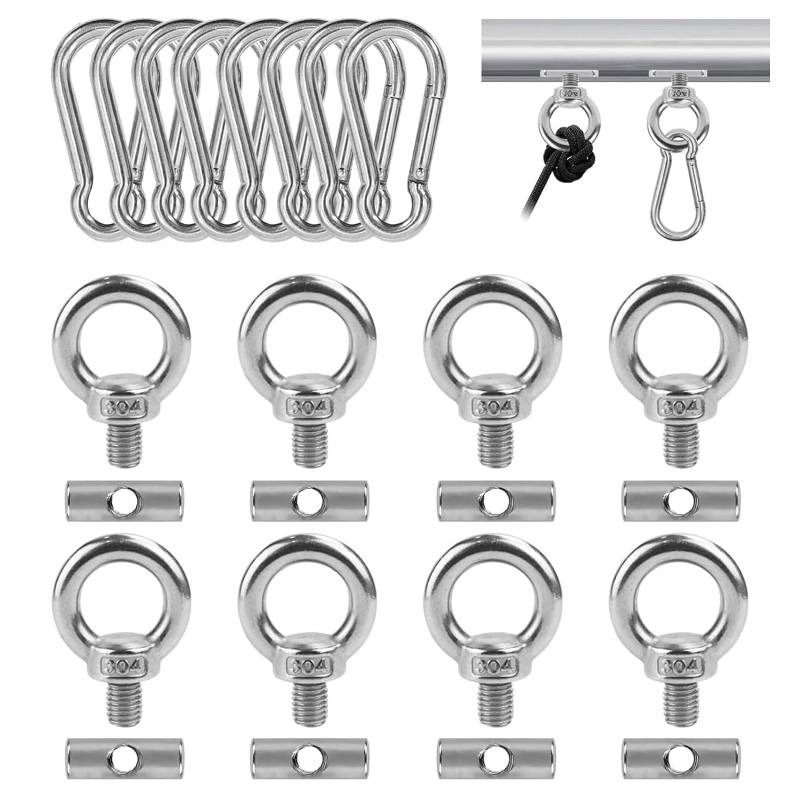 DINGFENG Kederleiste Haken, 8 Set 6 mm Edelstahl Markisenhaken Kederstopper mit Karabiner, Markisen Haken Kederschiene Zubehör für Sonnensegel, Vorzelt, Caravan, Wohnmobil, Wohnwagen, Campervan von DINGFENG