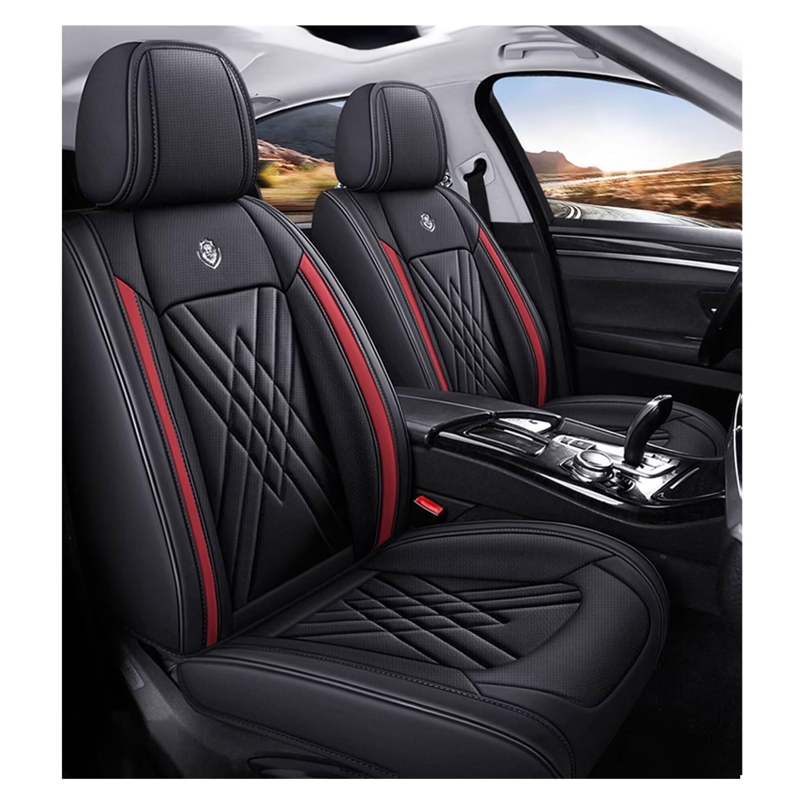 DINGQINGYUN Universal-Sitzbezug Komplett-Set Für Audi A5 Sportback Coupe 2010-2021, AutositzbezüGe Set Leder, 5-Sitze Universal-SitzbezüGe Auto Komplettset(E(Dark Red)) von DINGQINGYUN