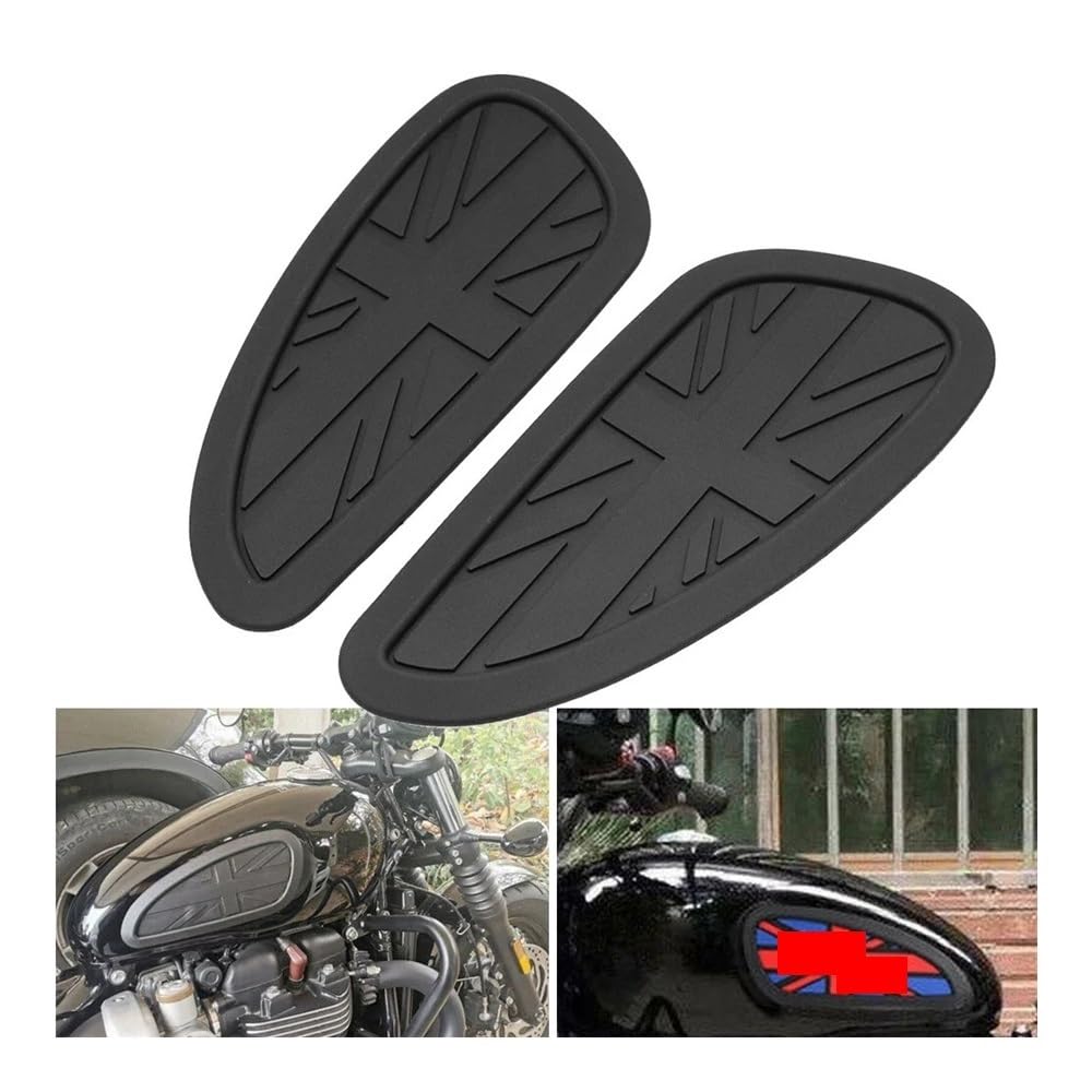 DINGYIG Schwarz Motorrad Tank Pads Union Jack Für T&riumph Für Thruxton Für Bonneville Für Scrambler Für T120 Universal Gas Kraftstoff Grip Traktion Pads Aufkleber von DINGYIG