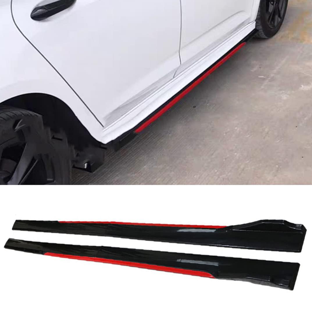 Auto Seitenschürze für Nissan LEAF 2011-2018,Seite Rock Verlängerung Frontspoiler Stoßfängerlippe Autozubehör,A-Black Red von DINGYUYU