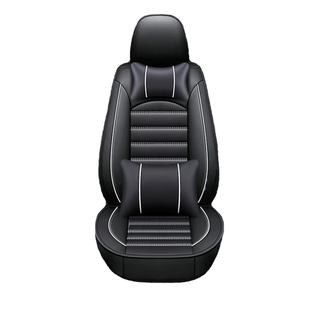 DINGYUYU Auto Leder Sitzbezüge für Toyota Camry 2018-2021,Leder Wasserdichter Autositzbezüge Innenraum Autozubehör,A-Black White von DINGYUYU