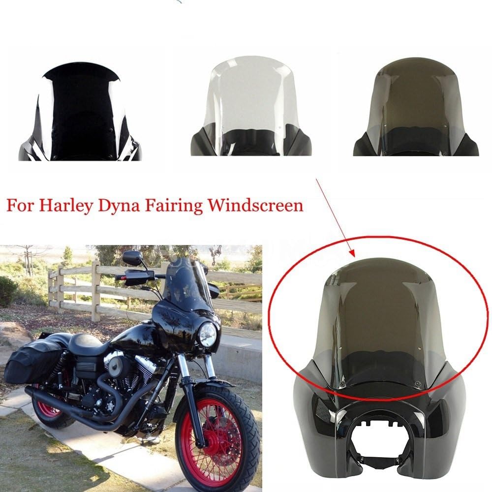 Aufsatz Windschutzglas Motorrad Scheinwerfer Verkleidung Ersatz Windschutzscheibe Windschutz Für Ha&rley Dyna Low Rider Street Fat FXD 87-17 9/12" 15" von DINGZEN