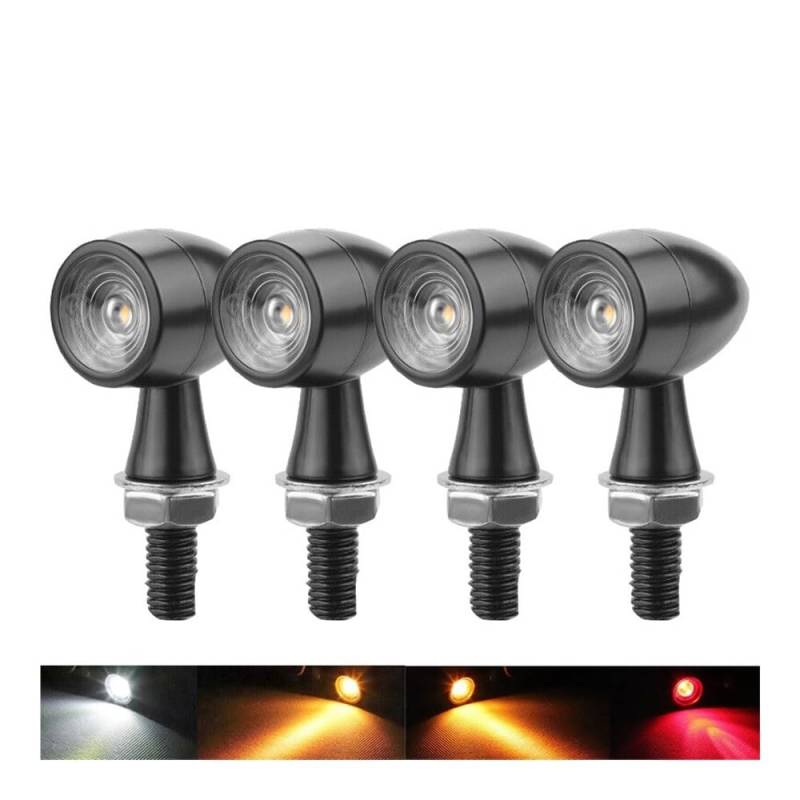 Blinker Motorräder 4Pcs Motorrad Blinker Indikatoren Blinker Lichter Schwarz Bernstein Flasher Signale Lampe 12V Für KA&WASAKI von DINGZEN