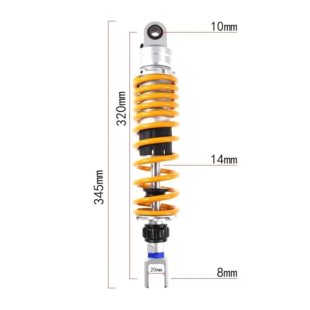 DINGZEN Motorrad Stoßdämp 1 Stücke Universal 320mm/340mm/360mm Motorrad Hinten Dämpfung Einstellen Stoßdämpfer Für Für KA&WASAKI Für Su&zuki von DINGZEN