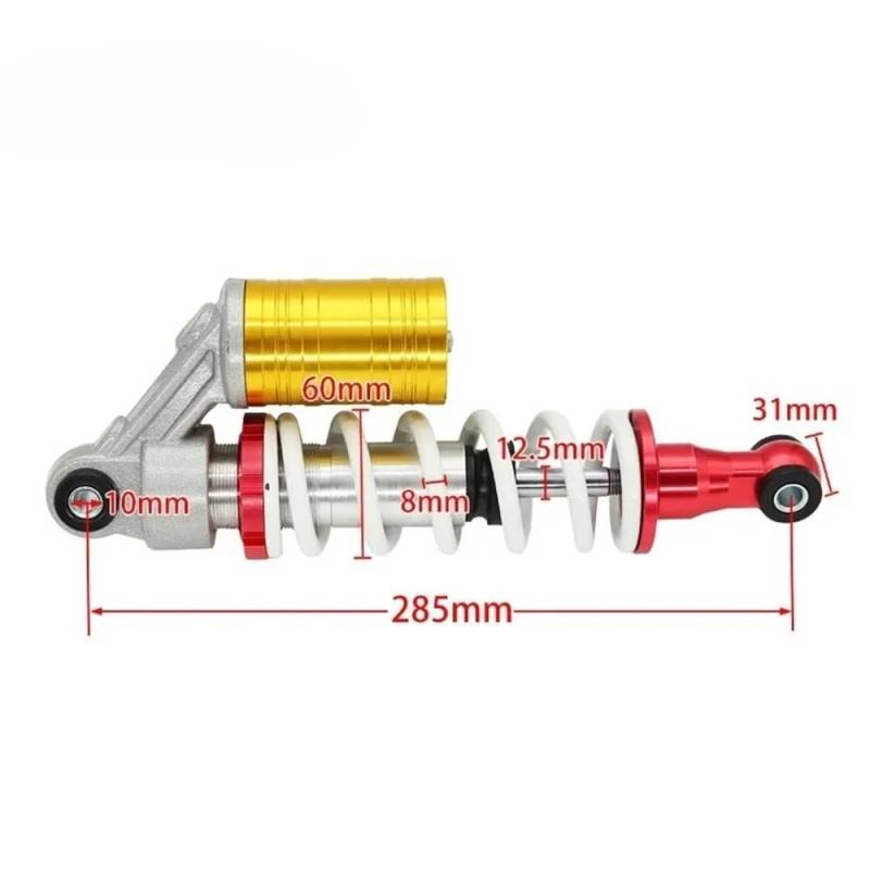 DINGZEN Motorrad Stoßdämp 285mm 325mm 350mm M10 Front Air Stoßdämpfer 8mm Frühling Für Motorrad Pit Dirt Bike Go Kart Buggy ATV UTV Zubehör von DINGZEN