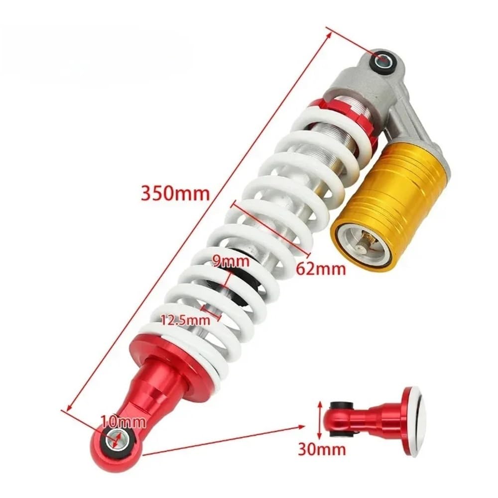 DINGZEN Motorrad Stoßdämp 285mm 325mm 350mm M10 Front Air Stoßdämpfer 8mm Frühling Für Motorrad Pit Dirt Bike Go Kart Buggy ATV UTV Zubehör von DINGZEN