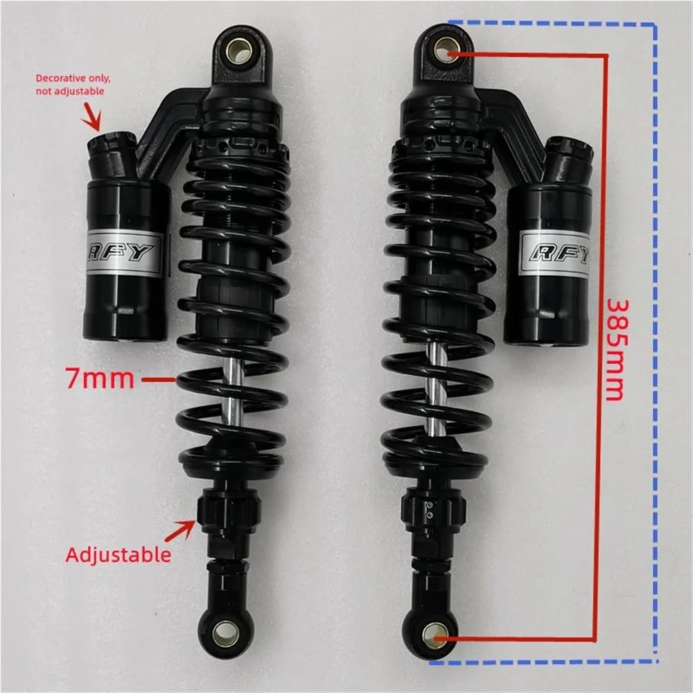 DINGZEN Motorrad Stoßdämp 320mm 340mm 360mm 370mm 1 Paar Motorrad einstellbare Luft Stoßdämpfer Hinten Suspension 7mm Frühling für Roller von DINGZEN