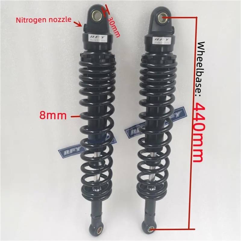 DINGZEN Motorrad Stoßdämp 8mm frühling 340mm 360mm 370mm 380mm 400mm 420mm ATV Stoßdämpfer für KA&WASAKI für Banshee YFZ350 YFZ450 YFM700 von DINGZEN